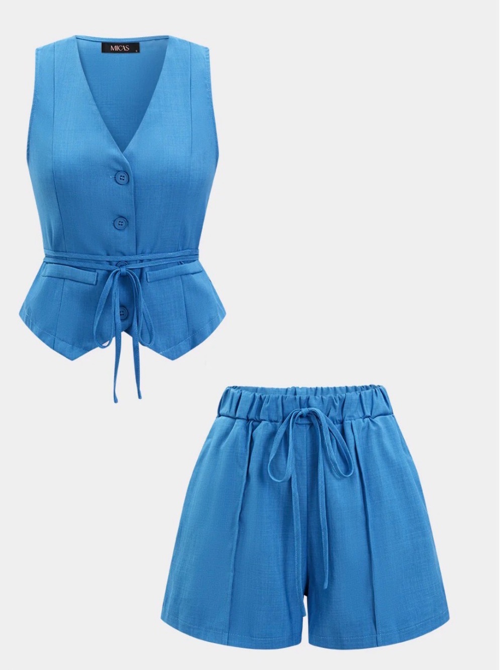 Micas Bright Blue Sleeveless Vest & Drawstring Shorts Set